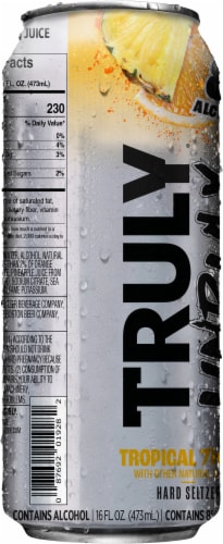 TRULY Unruly Tropical Twist Hard Seltzer Can Perspective: left