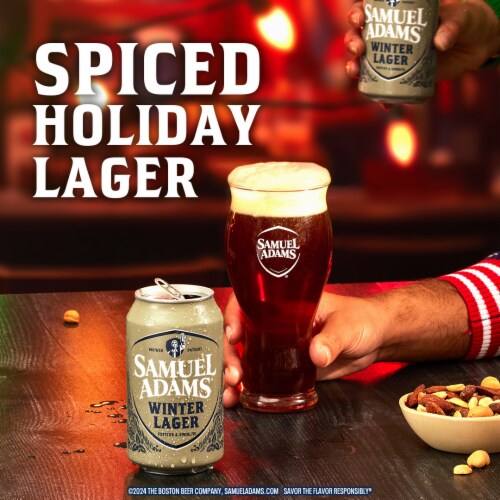 Samuel Adams Winter Lager Seasonal Beer Perspective: left