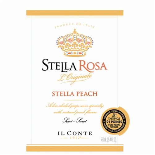 Stella Rosa Peach Semi-Sweet White Blend Italian Wine Perspective: left