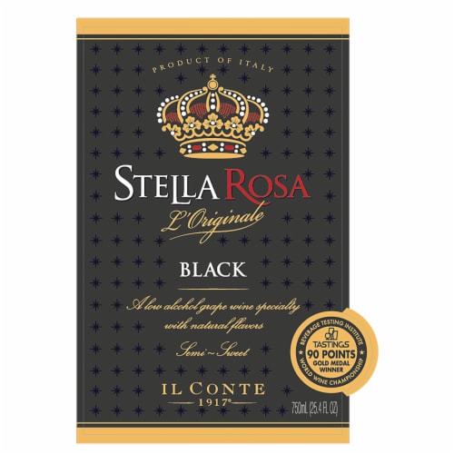 Stella Rosa Black Semi-Sweet Italian Red Wine Perspective: left