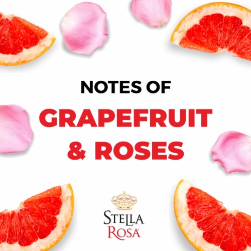 Stella Rosa Ruby Rose Grapefruit Semi-Sweet Italian Rose Wine Perspective: left