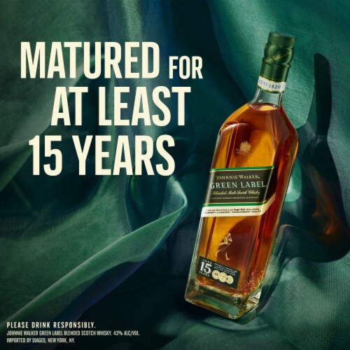 Johnnie Walker Whisky - Blended Malt Scotch JW Green Label Perspective: left