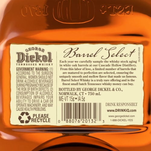George Dickel Whiskey - American Barrel Select Perspective: left