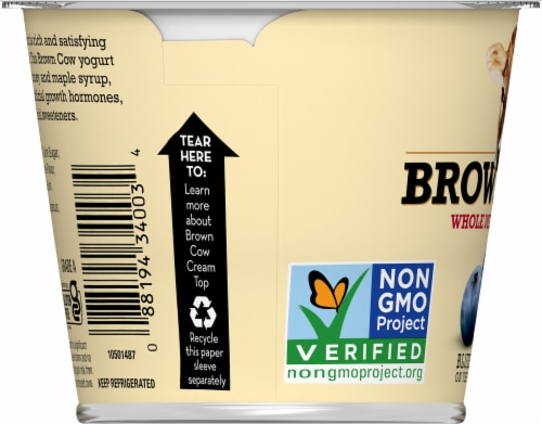 Brown Cow Cream Top Blueberry Whole Milk Yogurt Cup Perspective: left