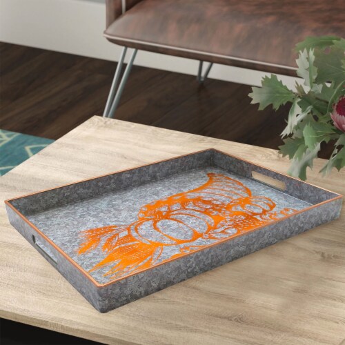 Cornucopia Silver Rectangular Serveware Tray 14X19 Perspective: left