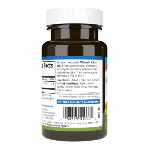 Carlson Vitamin K2 Capsules 5mg Perspective: left