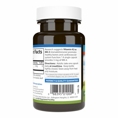 Carlson Vitamin K2 Capsules 5mg Perspective: left