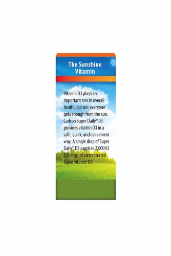 Carlson Super Daily D3 Liquid Vitamin D Dietary Supplement 2000 IU Perspective: left