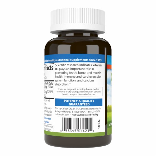 Carlson Vitamin D3 Soft Gels 10000IU Perspective: left
