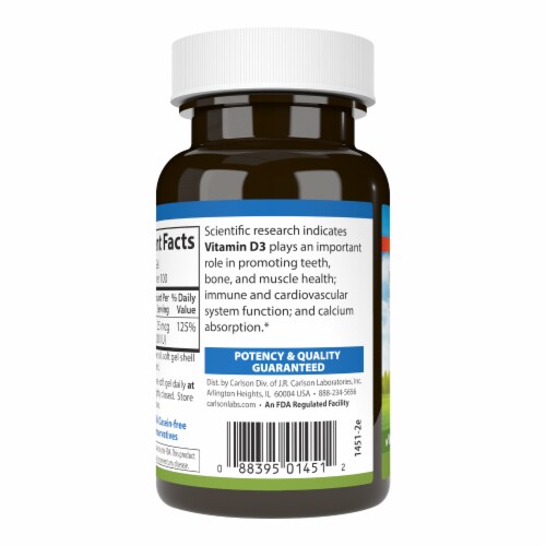 Carlson Vitamin D3 Soft Gels 1000IU Perspective: left