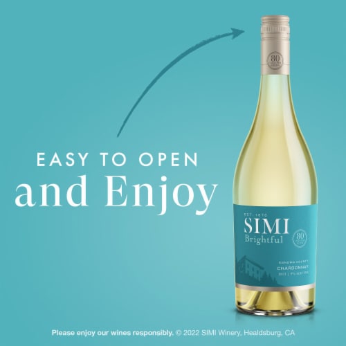 SIMI Brightful Sonoma County Chardonnay Lower Alcohol White Wine Perspective: left
