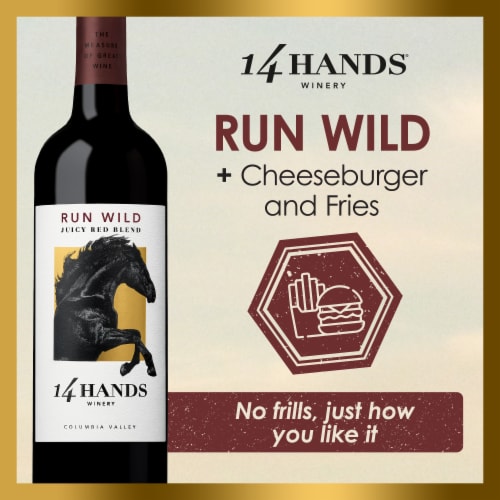 14 Hands Run Wild Juicy Red Blend Washington Wine Perspective: left