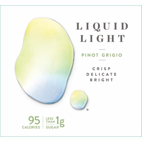 Liquid Light Pinot Grigio Washington Low Calorie Low Sugar Low Carb White Wine Perspective: left