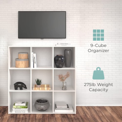ClosetMaid® Stackable Cubeicals 9-Cube Storage Organizer, White Perspective: left