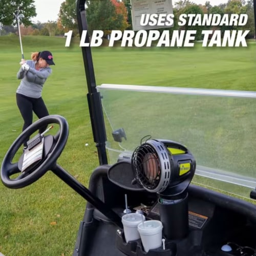 Mr. Heater MH4GC 4000 BTU Radiant Propane Portable Golf Cart Cup Holder Heater Perspective: left