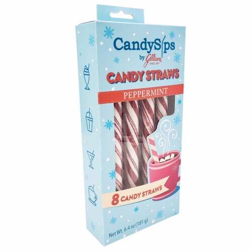 CandySips Candy Straws, Peppermint, 8 Straws, Pack of 2