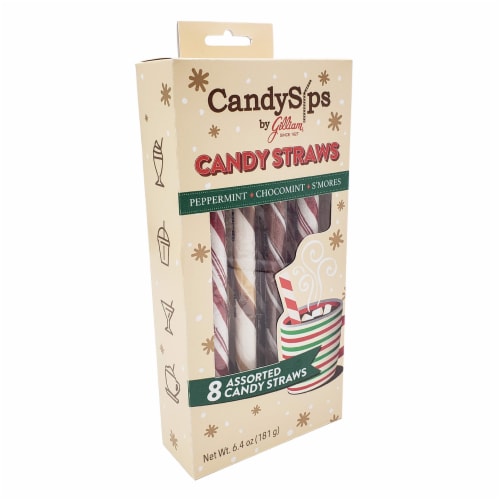 CandySips Peppermint Sticks Candy Straws 3 Pack of Gilliam Candy Sticks  Edible Straws, Peppermint Straws Candy (24 Straws Total)