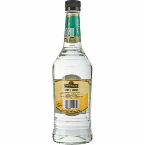 Hiram Walker White Mint Creme de Menthe Liqueur Perspective: left