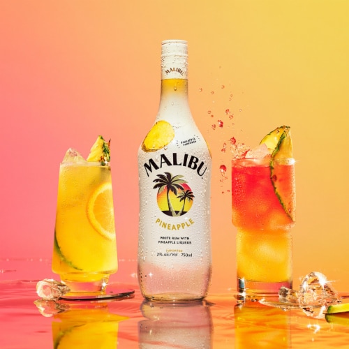 Malibu Pineapple Flavored Rum Perspective: left