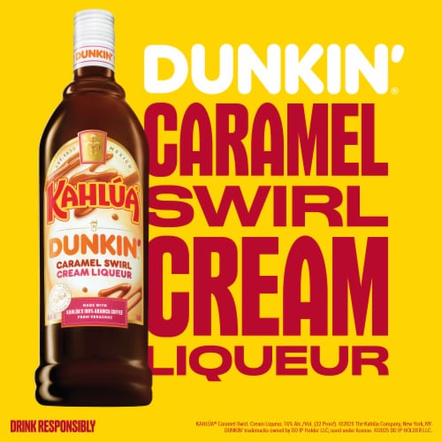 Kahlua Dunkin Caramel Swirl Coffee Liqueur Perspective: left