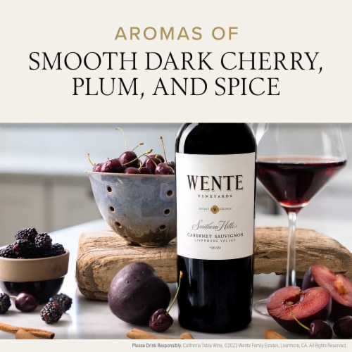 Wente Vineyards Southern Hills Cabernet Sauvignon California Red Wine Perspective: left