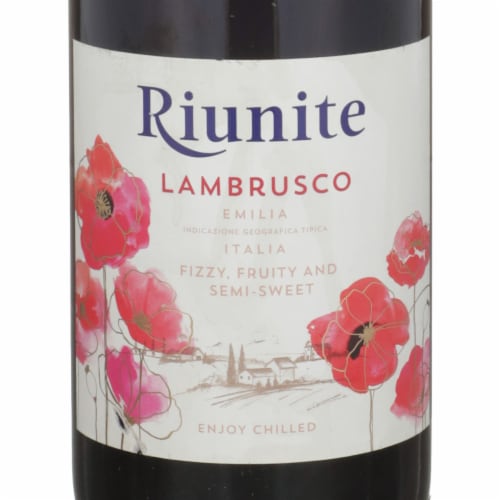 Riunite Lambrusco Semi-Sweet Italian Red Wine Perspective: left