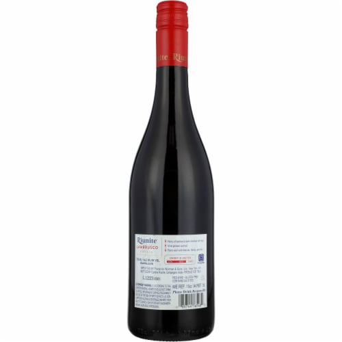 Riunite Lambrusco Semi-Sparkling Italian Red Wine Perspective: left