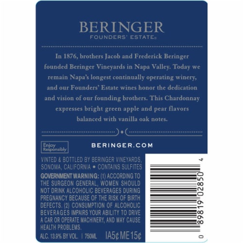 Beringer Founders' Estate Chardonnay White Wine Perspective: left