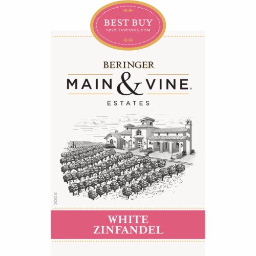 Beringer Main & Vine White Zinfandel California Rose Wine Perspective: left