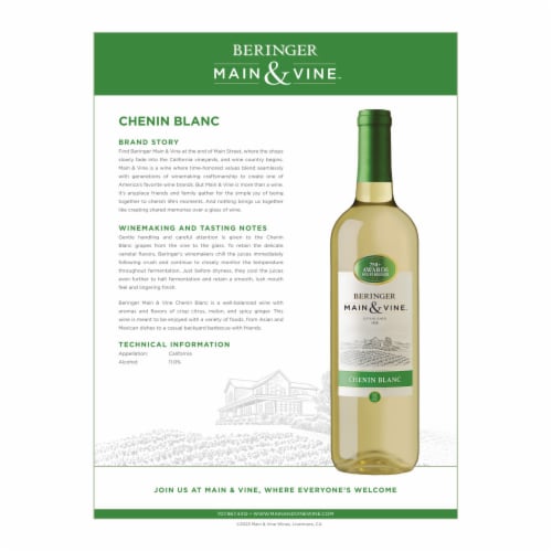 Beringer Main & Vine Chenin Blanc California White Wine Perspective: left