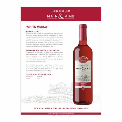 Beringer White Merlot California Rose Wine Perspective: left