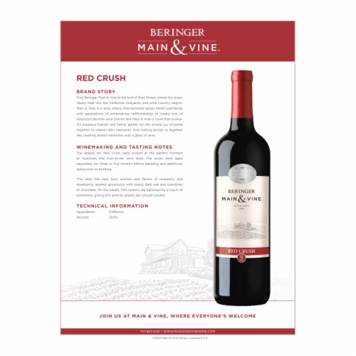 Beringer Main & Vine Red Crush Blend California Wine Perspective: left