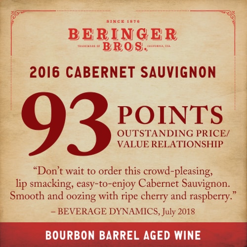 Beringer Bros Bourbon Barrel Aged Cabernet Sauvignon California Red Wine Perspective: left