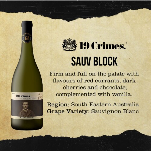 19 Crimes Sauvignon Block White Wine Perspective: left
