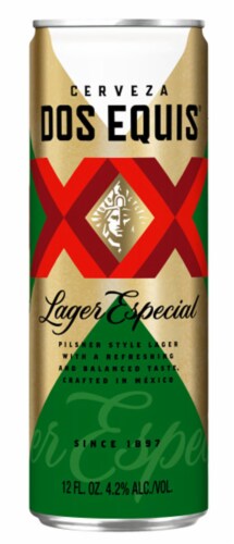 Dos Equis Mexican Lager Beer Cans Perspective: left