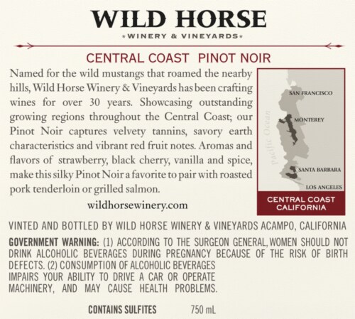 Wild Horse Pinot Noir California Red Wine Perspective: left