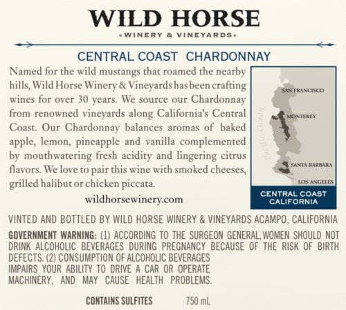 Wild Horse Chardonnay White Wine Perspective: left
