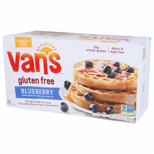 Van's Gluten Free Blueberry Waffles Family Size 12 Count Perspective: left