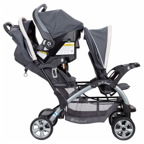 Baby Trend Sit N' Stand Easy Fold Travel Toddler/Baby Double Stroller, Magnolia Perspective: left