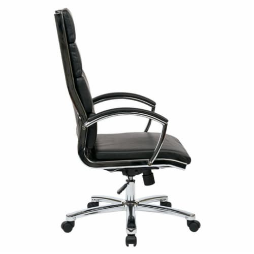 High Back Executive Black Faux Leather Chair Perspective: left