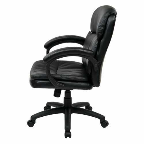 Mid Back Eco Leather Executive Office Chair in Black Perspective: left