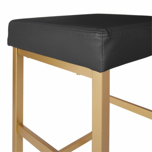 OSP Home Furnishings 30 Gold Backless Stool in Black Vinyl Perspective: left