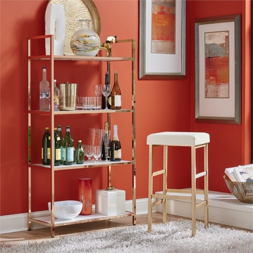 Alios Bookcase in White Gloss finish with Rose Gold Chrome Plated Base Perspective: left