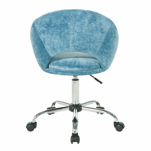 Milo Height Adjustable Home Office Chair in Micro-Fiber Blue Velvet Perspective: left