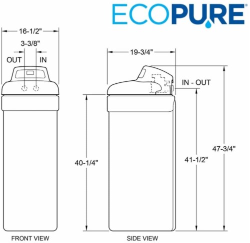 EcoPure 31,000 Grain Softener Salt & Water Saving Autosense Technology, Dark Gray Perspective: left