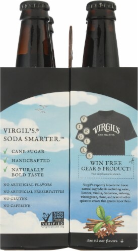 Virgil's® Root Beer Soda Bottles Perspective: left