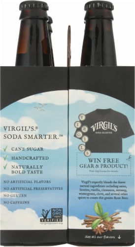 Virgil's® Root Beer Soda Bottles Perspective: left