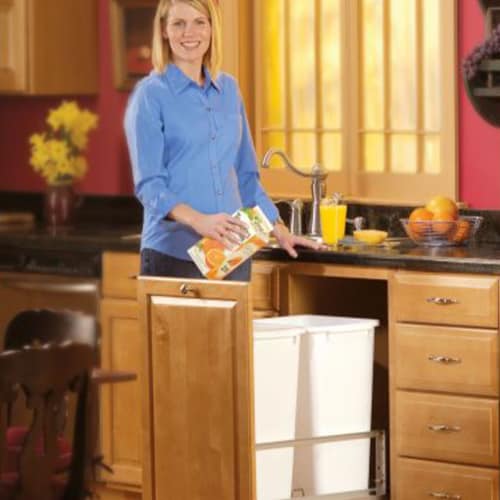 Rev-A-Shelf 5349-2150DM-2 Double 50-Quart Pull-Out Soft-Close Waste Containers Perspective: left