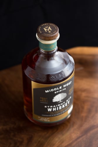 Middle West Spirits Straight Dark Pumpernickel Rye Whiskey Perspective: left