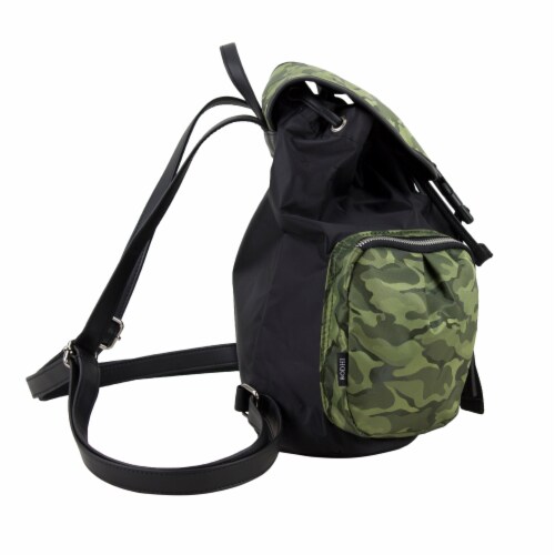 Bodhi Drawstring Flap Backpack - Green Camo Perspective: left